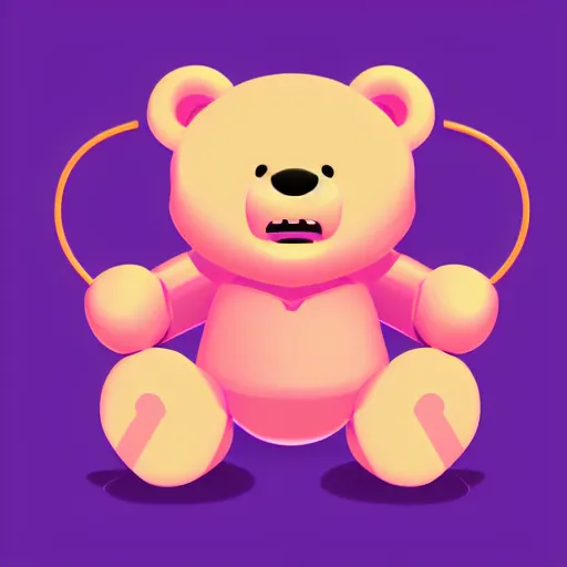 Image similar to iconic vector logo of cute cuddly pink bear with a podcast microphone, melodic, headphones, music, streaming, dreamy, isometric, adorable, octane render, golden ratio, 4k UHD, iconic design