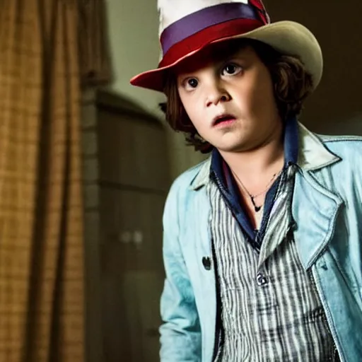 Image similar to johnny Depp starring in stranger things as a high quality 4k still frame