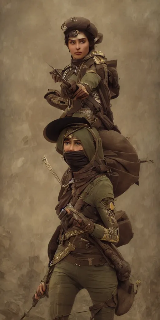 Image similar to egyptian female ranger, masterpiece by edgar maxence and ross tran and michael whelan, gustav dore, 8 k, octane render