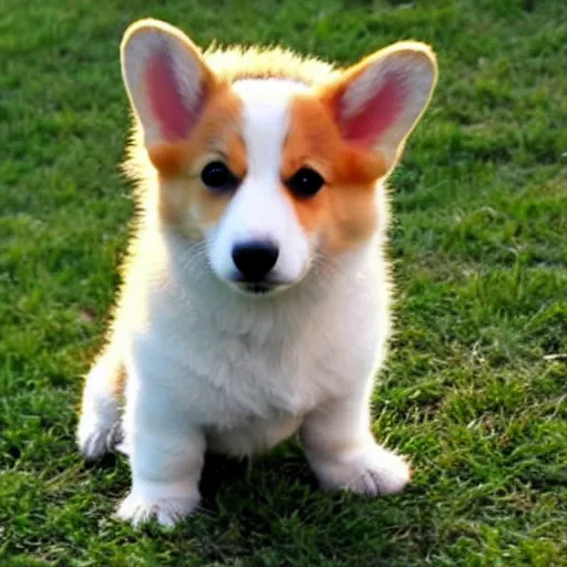 Prompt: Corgi pup with extra long ears