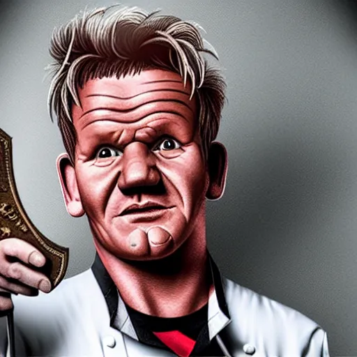Prompt: gordon ramsay as a horror movie monster