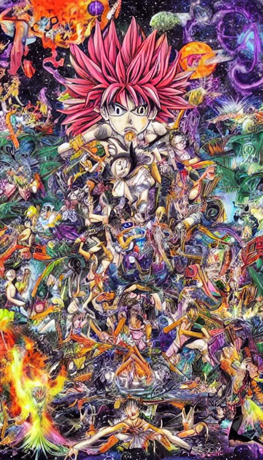 Image similar to psytrance artwork, by yoshihiro togashi