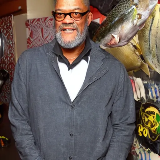 Image similar to laurence fishburne holding an over cooked fish