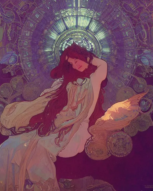 Image similar to the most amazing dream you ever had, hyper realistic, ambient lighting, concept art, intricate, hyper detailed, smooth, alphonse mucha, moebius, vlop, beeple