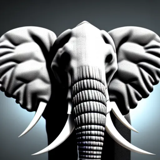 Image similar to elephant with a spiralling horn in its head like a unicorn, ultra realistic, 8 k.