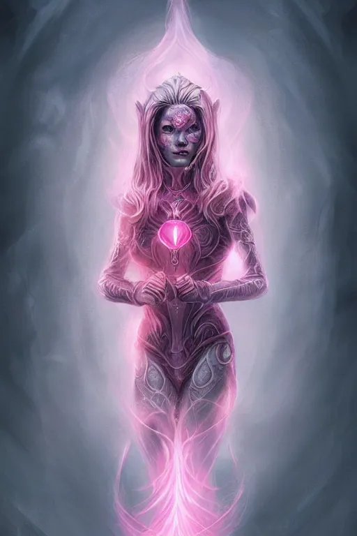 Image similar to Majestic and regal portrait of a female Pink Lantern, DC universe, Perfect face, beautiful, intricate, epic, elegant, menacing, fantasy, highly detailed, digital painting, hard focus, beautiful volumetric lighting, epic light, ultra detailed, Horror, souls, ghosts, smoke by Leesha Hannigan, Ross Tran, Thierry Doizon, Kai Carpenter, Ignacio Fernández Ríos