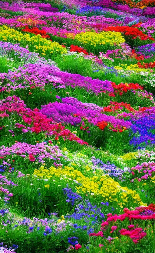 Prompt: photograph beautiful landscape of flowers from r/earthporn subreddit Niko camera 4k