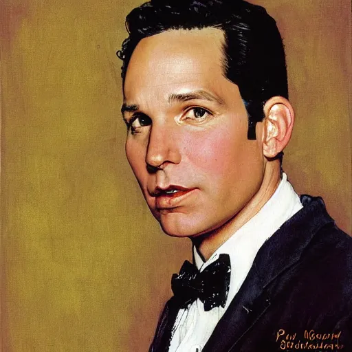 Image similar to Paul Rudd portrait painted by Norman Rockwell