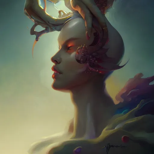 Image similar to portrait of a nubile emanation, art by pete mohrbacher and greg rutkowski and wlop, trending on artstation, deviantart, pinterest, unreal engine 5, highly detailed, intricate, sharp focus, digital art, 4 k uhd image