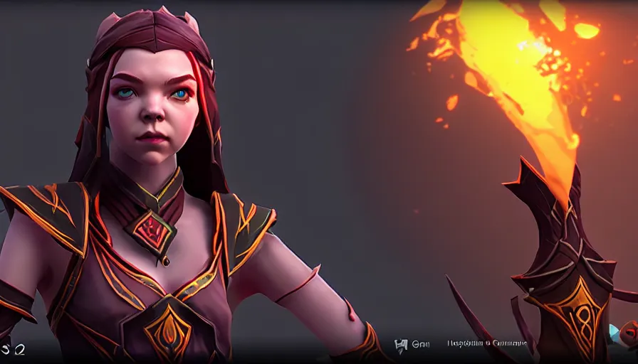 Image similar to anya taylor - joy as dota 2 game character, symmetrical, dota 2 game screenshot, 3 d, 4 k, unreal engine, ultra hd