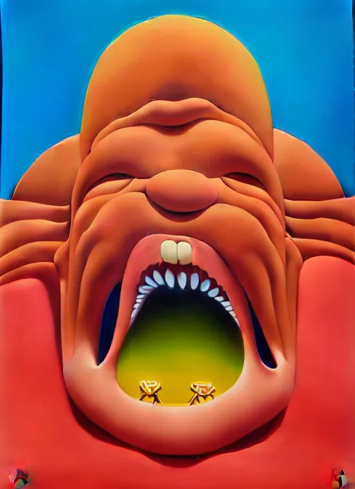 Image similar to insight of a men screaming by shusei nagaoka, kaws, david rudnick, airbrush on canvas, pastell colours, cell shaded!!!, 8 k