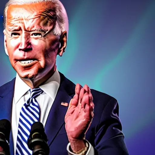 Image similar to joe biden with laser eyes and a dark background