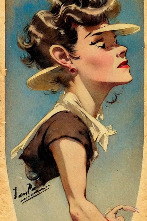 Image similar to (((((1950s pulp cover art . muted colors.))))) by Jean-Baptiste Monge !!!!!!!!!!!!!!!!!!!!!!!!!!!