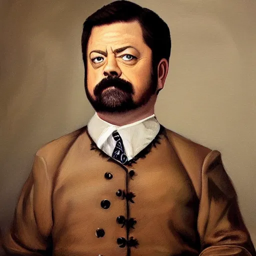 Prompt: a gorgeous painting of ron swanson baroque