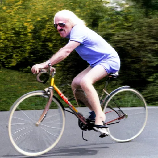 Prompt: jimmy savile riding bike, detailed, photorealistic, 8 k, wide shot,