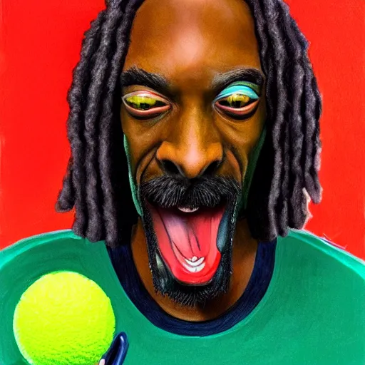 Image similar to snoop dogg, tennis ball monster ,tennis ball, digital art, fantasy,chalk, magic, trending on artstation, ultra detailed, professional illustration by Basil Gogos