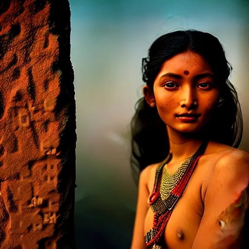 Prompt: photographic portrait of a stunningly beautiful nepal renaissance female in soft dreamy light at sunset, beside the river, soft focus, contemporary fashion shoot, hasselblad nikon, in a denis villeneuve and tim burton movie, by edward robert hughes, annie leibovitz and steve mccurry, david lazar, jimmy nelsson, extremely detailed, breathtaking, hyperrealistic, perfect face