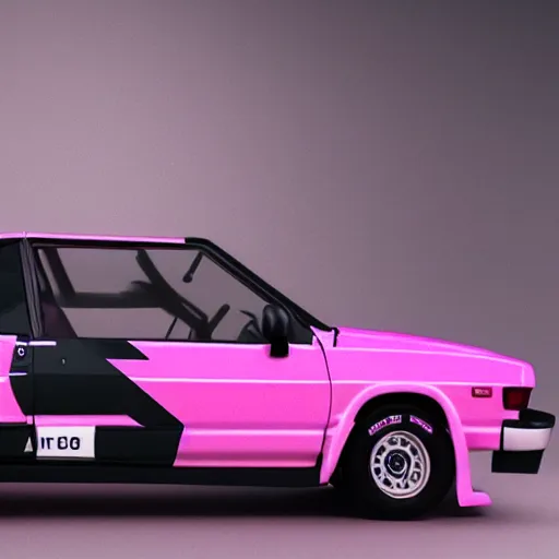 Image similar to pink toyota hachiroku ae 8 6, real photo, posed, full body, instagram photo, zbrush sculpt, octane render, houdini, vfx, cinematic atmosphere, 8 k, unreal engine 5, ultra detailed, photorealistic, ultra realistic