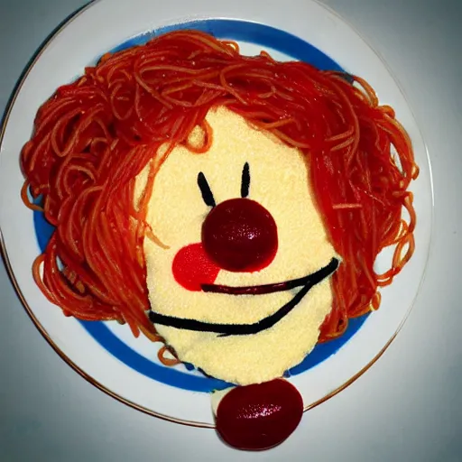 Image similar to spaghetti in the shape of a clown