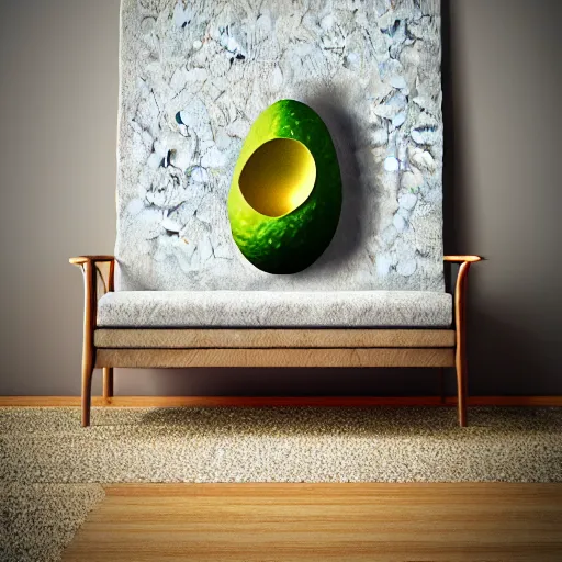 Image similar to an armchair in the shape of an avocado cinematic lightning 4k award winning artstation