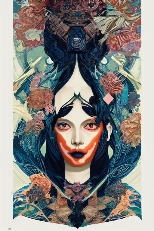 Image similar to Tristan Eaton, victo ngai, peter mohrbacher, artgerm Asura portrait