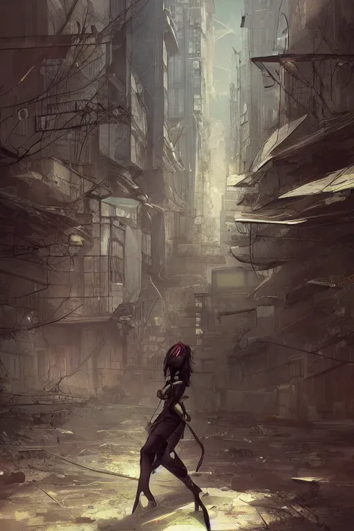 Prompt: lost in an abandoned city, by kirokaze, trending on artstation