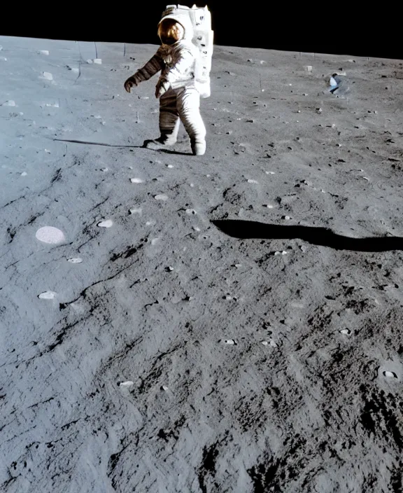 Image similar to an apollo astronaut doing a backflip on the moon