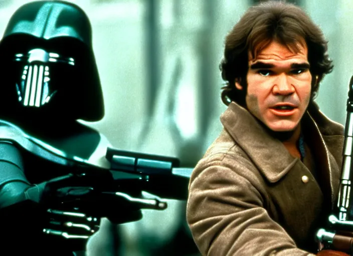 Image similar to film still of Mandy Patinkin!!! as Han Solo in The Empire Strikes Back 1980