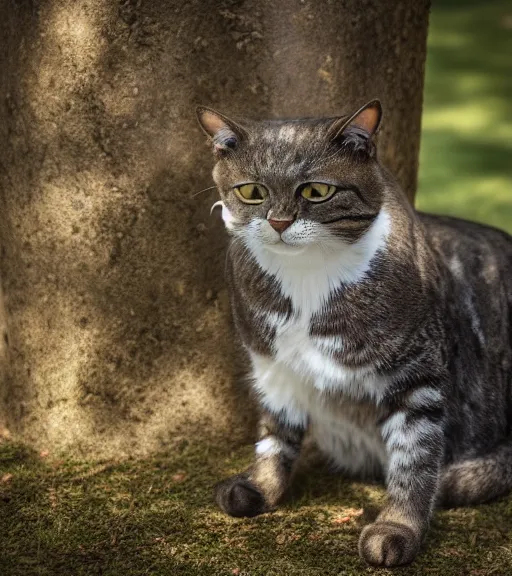 Image similar to award winning 5 5 mm portrait photo of an admiral cat in full military outfit and aviators, in a park by luis royo. soft light. sony a 7 r iv