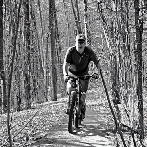 Prompt: chris hanson caught on a grainy trail cam, black and white