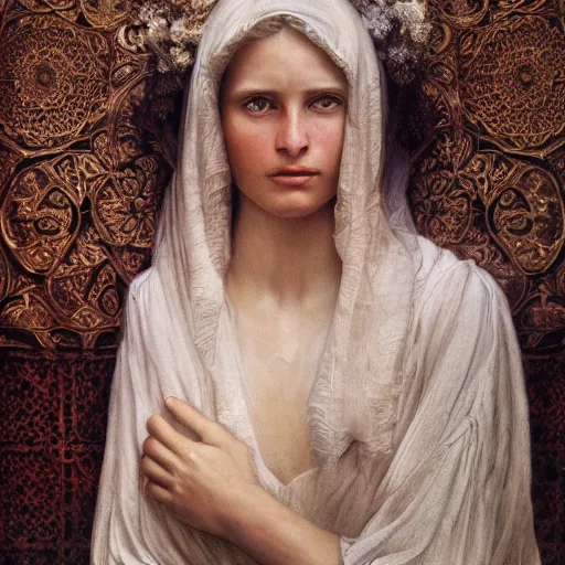 Prompt: photo portrait of a beautiful emotional female in soft light, zeiss lens, detailed, symmetrical, centered, by edward robert hughes, annie leibovitz and steve mccurry, david lazar, jimmy nelsson, greg rutkowski and alphonse mucha, breathtaking, 8 k resolution, extremely detailed, beautiful, establishing shot, artistic, hyperrealistic, beautiful face, octane render