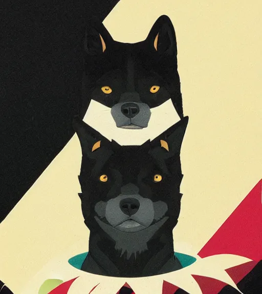 Prompt: black shiba by sachin teng, okami, hasui kawase