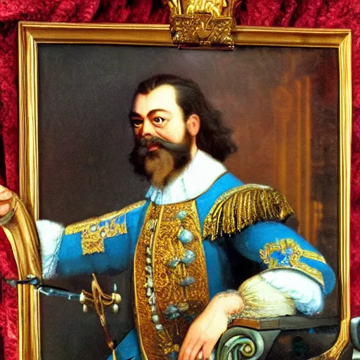 Image similar to russian tsar Peter The Great 18th century installs operating system on desktop computer oil painting, detailed, artfully traced, 4k resolution, cinematic, dramatic