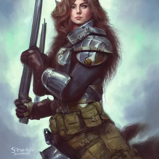 Prompt: portrait of a british longhair cat sodier with armor in the war, by stanely artgerm