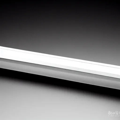 Prompt: Katana made out of a water Blade reflecting all light, white background with shadows, 40nm lens, shallow depth of field,