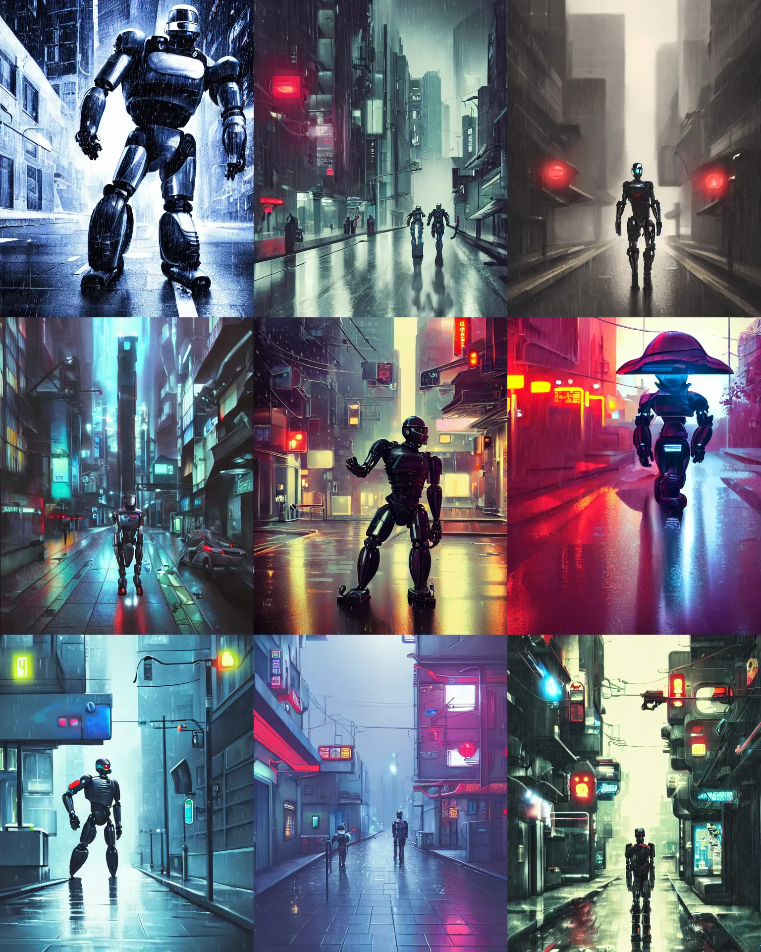 Image similar to robocop duck, cyberpunk street, late night, raytracing, rain, moody, interesting angle, parody, caricature, biomechanical, smooth, studio ghibli