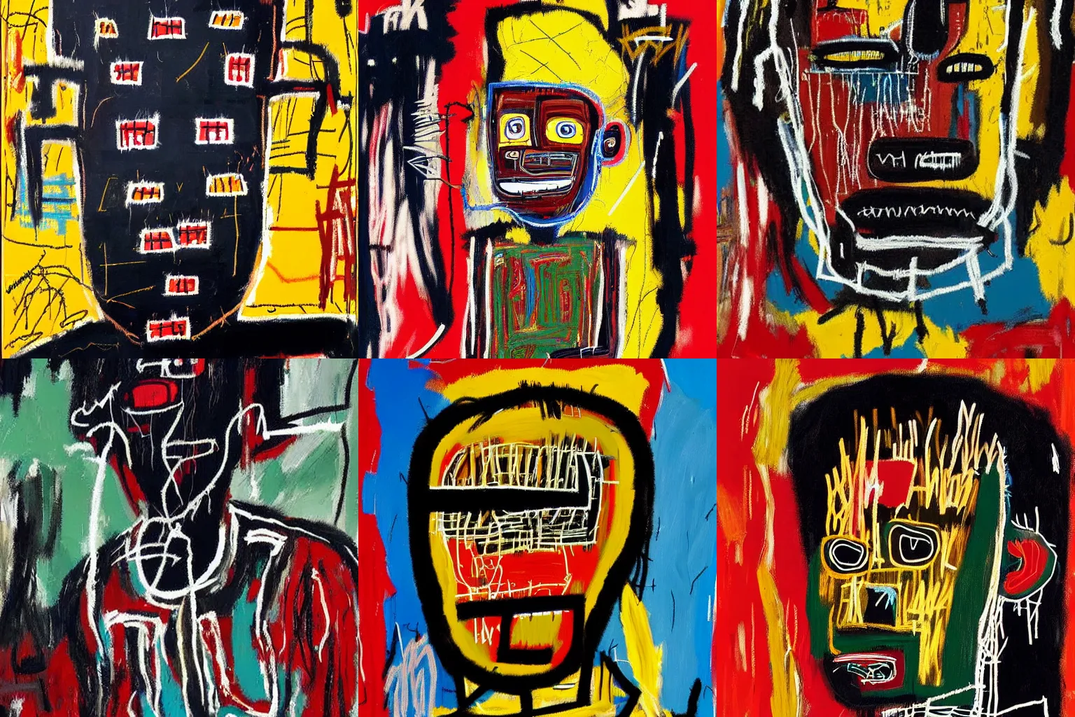 Image similar to extremely highly detailed hi-res majestic painting of an black strong african man by jean-michel basquiat