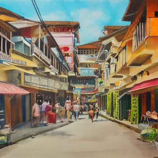 Prompt: a painting of bauguio city phillipines, 8 k, high definition, extremely detailed, photo - realistic