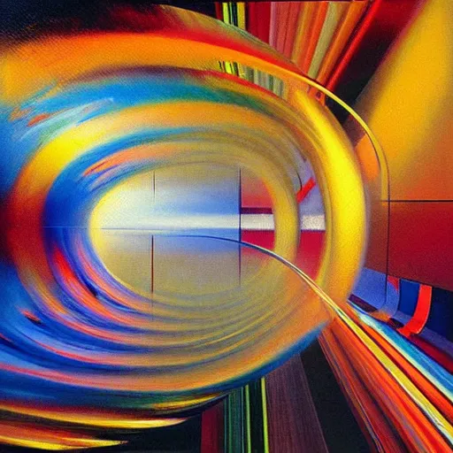 Image similar to abstract art representing momentum, oil painting by john berkey and gabriel dawe, masterwork