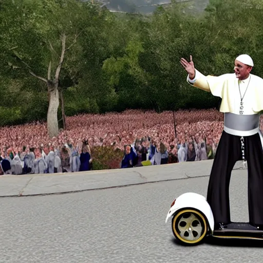 Prompt: the pope riding a Segway in the style of gta V