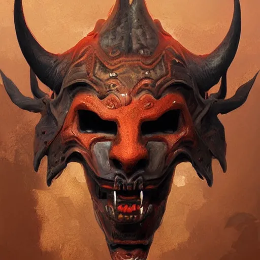 Image similar to a portrait of an oni mask,digital art,detailed realistic,art by greg rutkowski,artstation