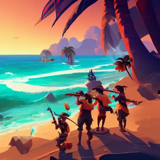 Image similar to painting treasure on sea of thieves game smooth median photoshop filter cutout vector, behance hd by jesper ejsing, by rhads, makoto shinkai and lois van baarle, ilya kuvshinov, rossdraws global illumination