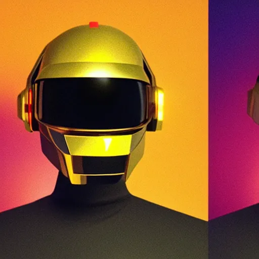 Image similar to headshot portrait of low-poly render 3D miniature daft punk kids standing back to back, twilight zone background, illustration, artgerm, octane render, inspired by Greg rutkowski, colorful, studio lighting, full body,