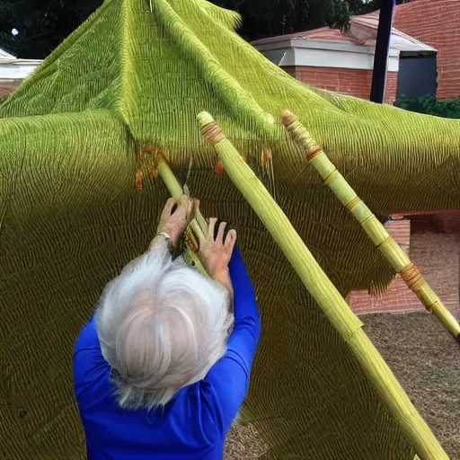 Prompt: Yoda using the force to put together a sukkah, sukkot, shelter