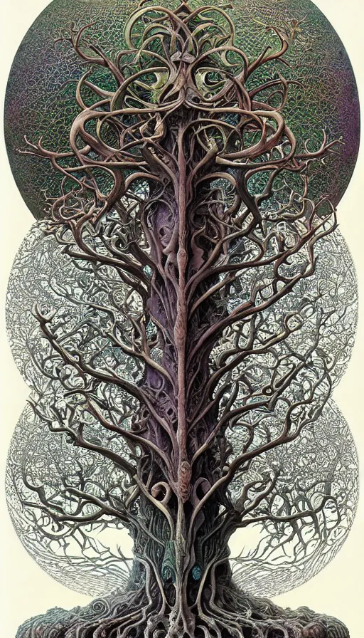 Image similar to tree of life by roger dean and andrew ferez, art forms of nature by ernst haeckel, divine chaos engine, symbolist, visionary, art nouveau, botanical fractal structures, organic, detailed, realistic, surreality