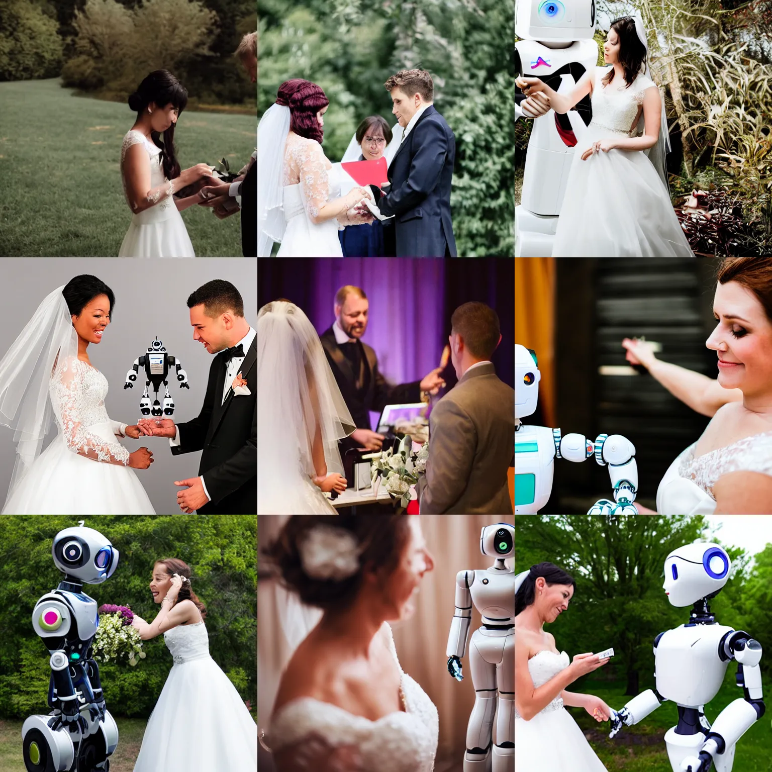 Prompt: A woman marrying her robot