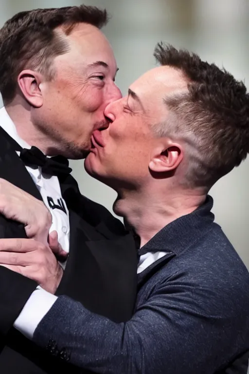 Image similar to elon musk kissing jeff bezos