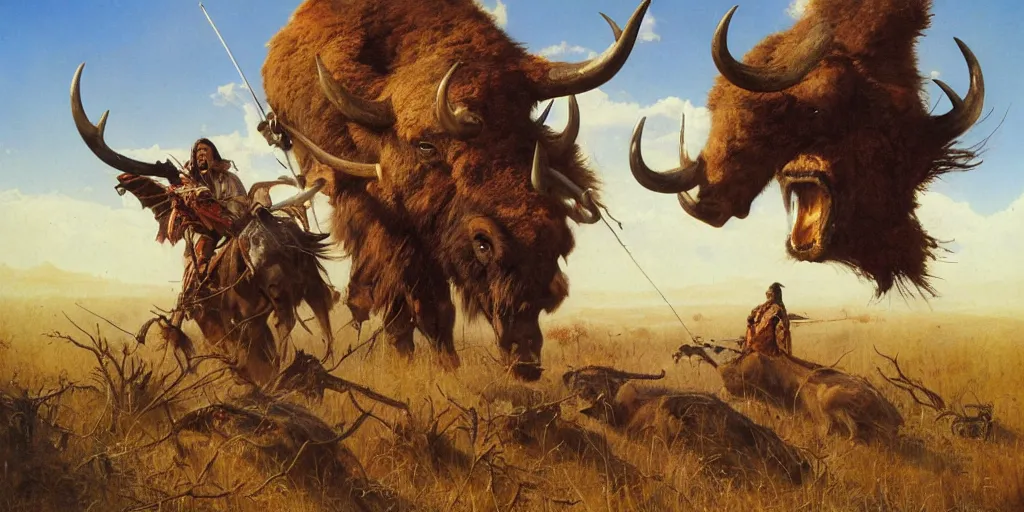 Image similar to of Native American hunting a buffalo Peter Andrew Jones and Peter Gric