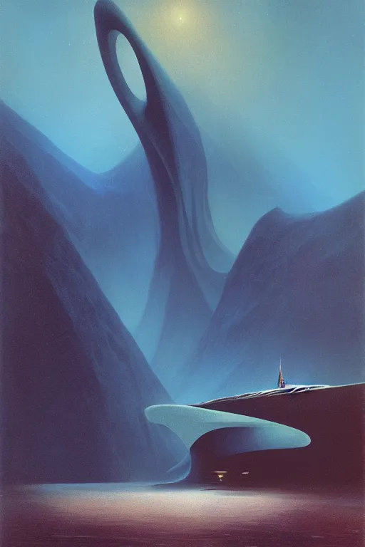 Image similar to emissary underwater world by arthur haas and bruce pennington and john schoenherr, cinematic matte painting, zaha hadid building, photo realism, dark color palate, blue hour stars, desolate desert landscape,