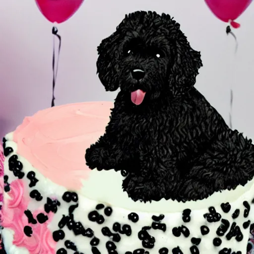 Image similar to black goldendoodle birthday cake,